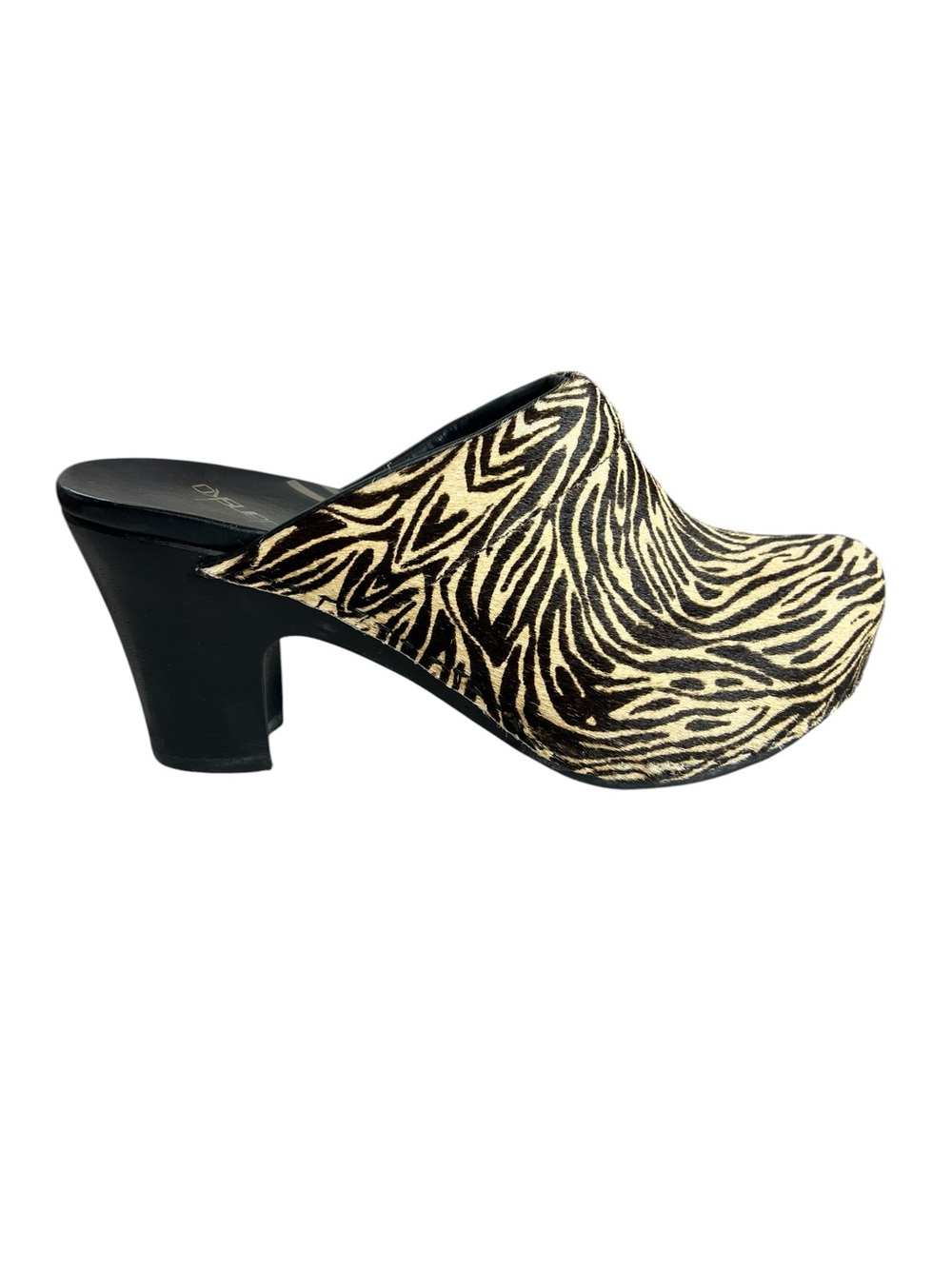 Dansko Zebra Print Pony Hair Leather Clogs Heeled Platform Slides Shoes EU 39
